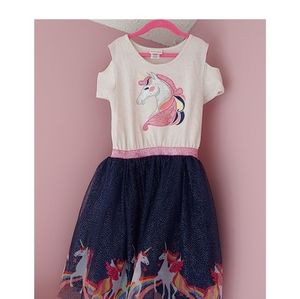 NWOT Sparkle unicorn dress cold sholder